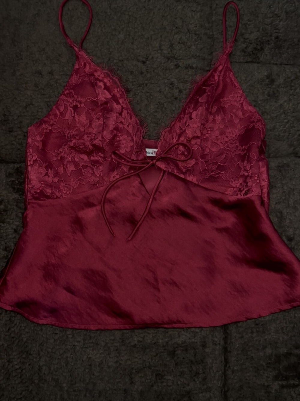 Abercrombie & Fitch Lace Satin Cami in Wine